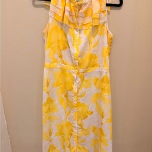 Banana Republic Yellow Floral Midi Dress